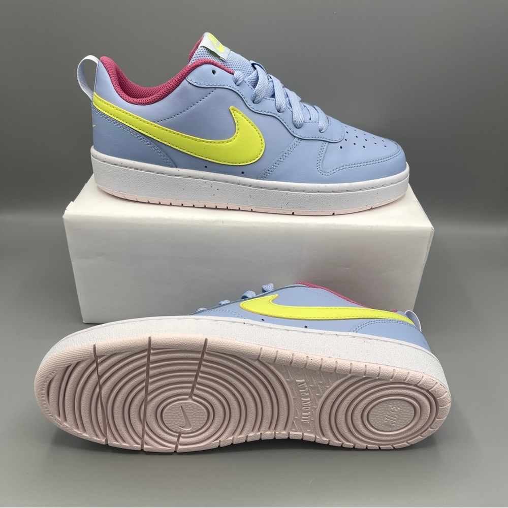 Nike Court Borough Low 2 Big Girl COBALT BLISS/LT LEMON TWIST - Picture 15 of 17